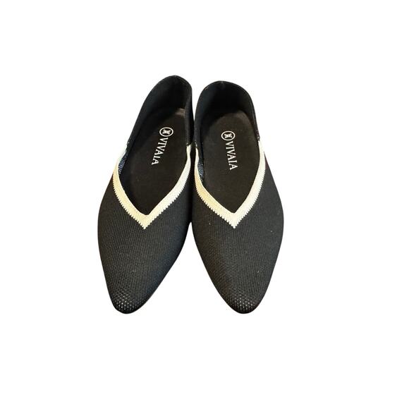 VIVAIA Black & White Knit Pointed-Toe Flats EU 39 / US 8.5. - Picture 1 of 7
